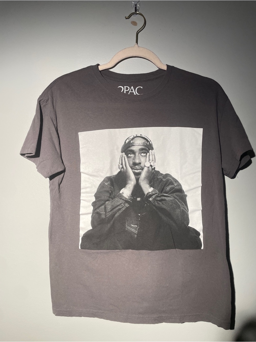 2PAC Tupac Shakur Graphic Tee Charcoal Grey Shirt